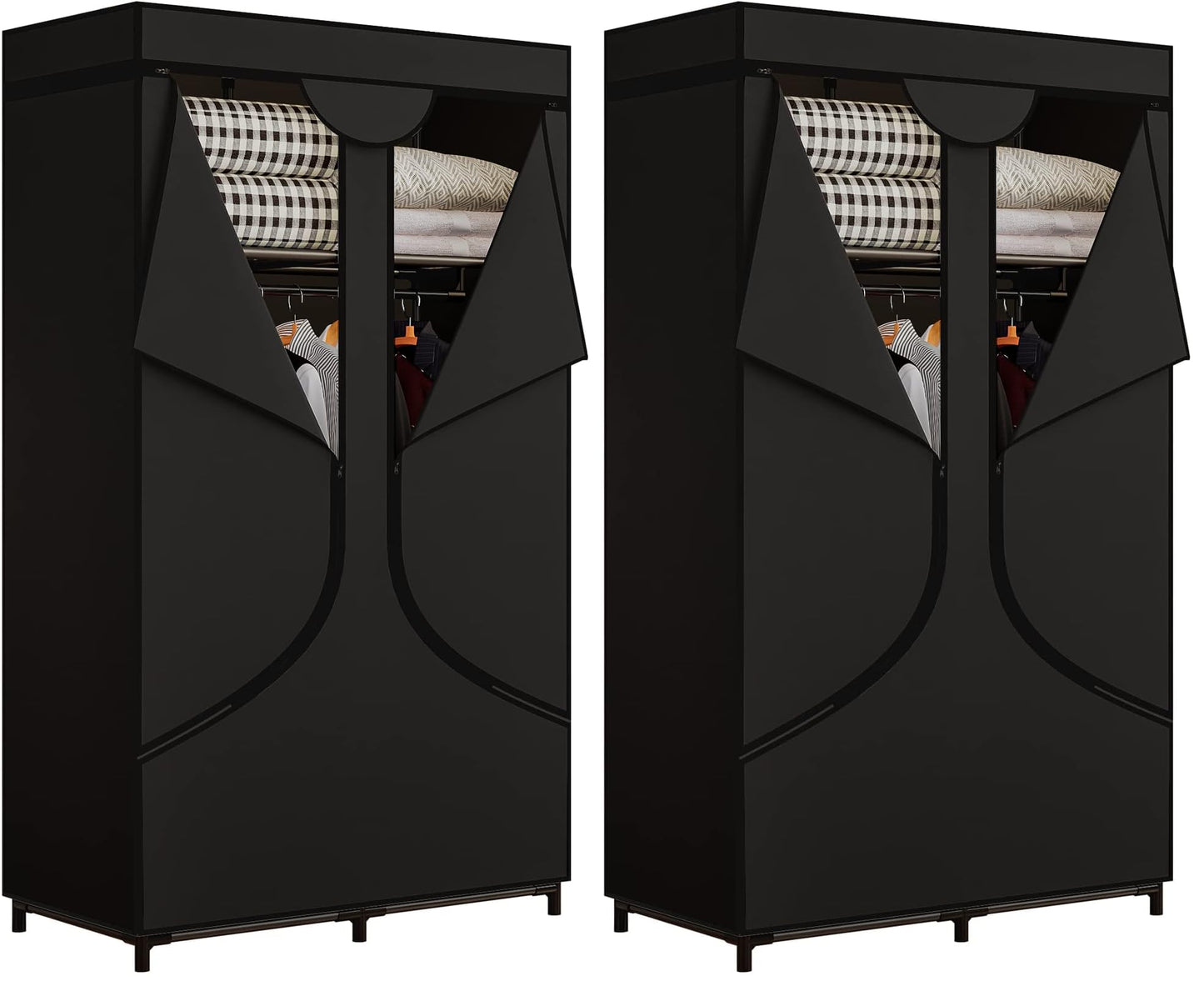 SORCEDAS Wardrobe Closet with Hanging Rods and Shelves for Clothes Storage