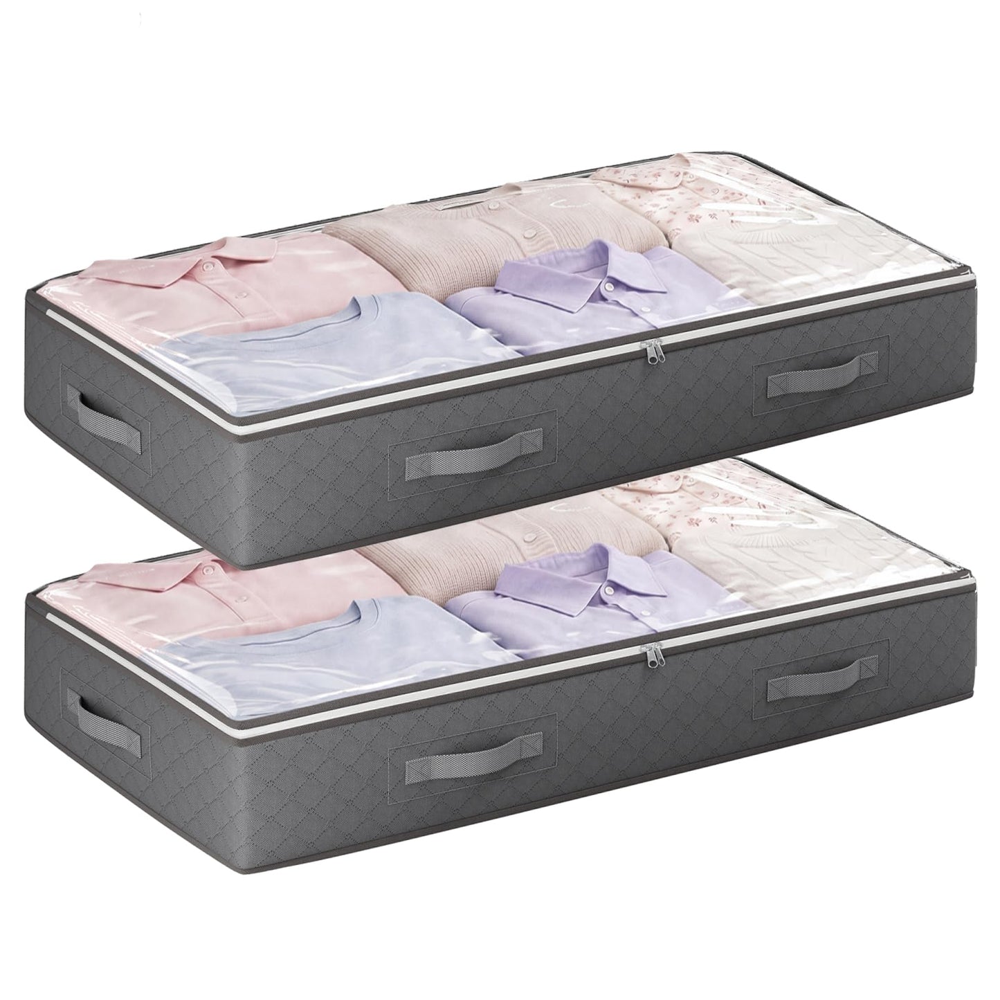Budding Joy 95L Under Bed Storage Containers, 4 Pack Closet Organizers Grey
