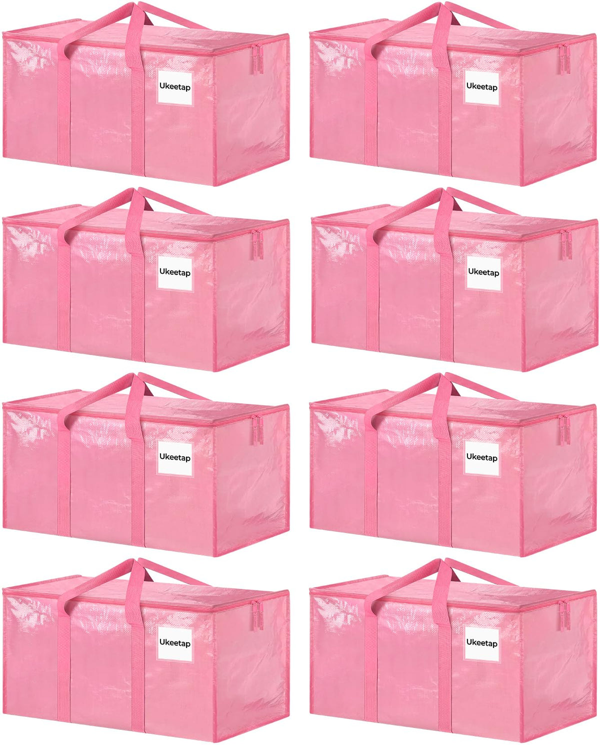 8 Pack Extra Large Clothes Storage Bins with Lids, Moving Bags, Clear