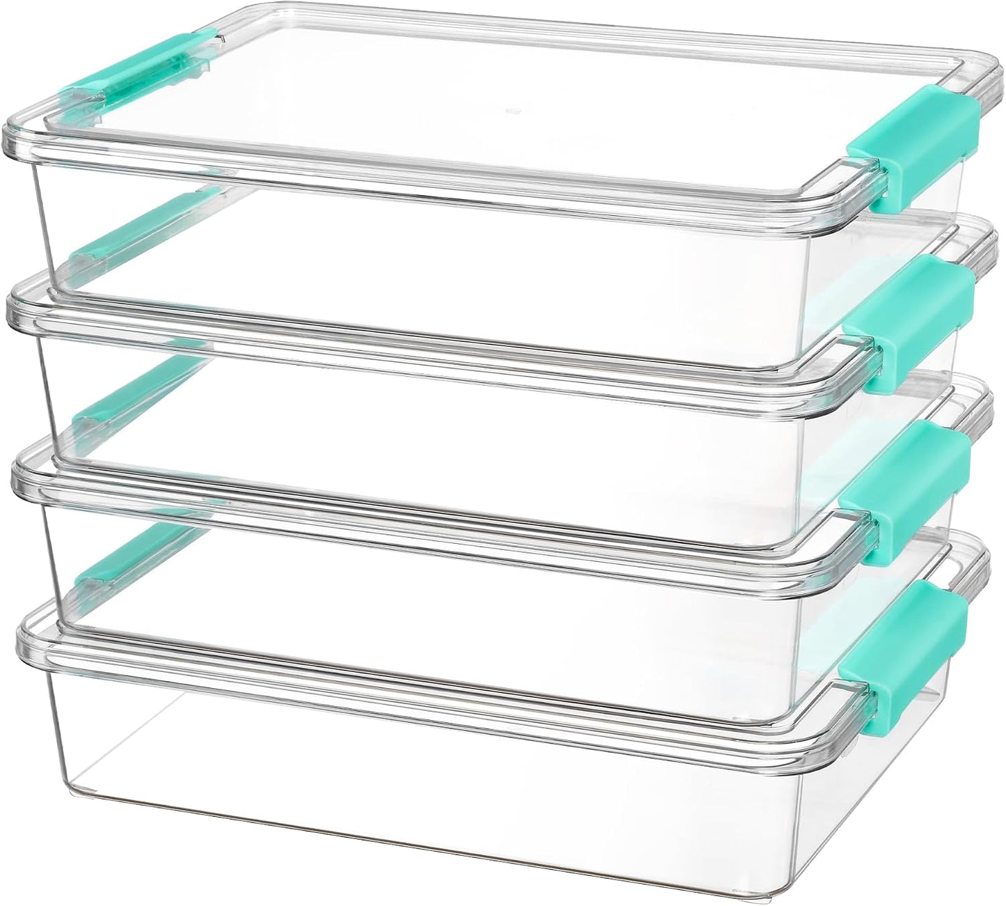 Vtopmart 4 Pack 6 Qt Plastic Storage Bins with Lids, Clear Sensory Bins