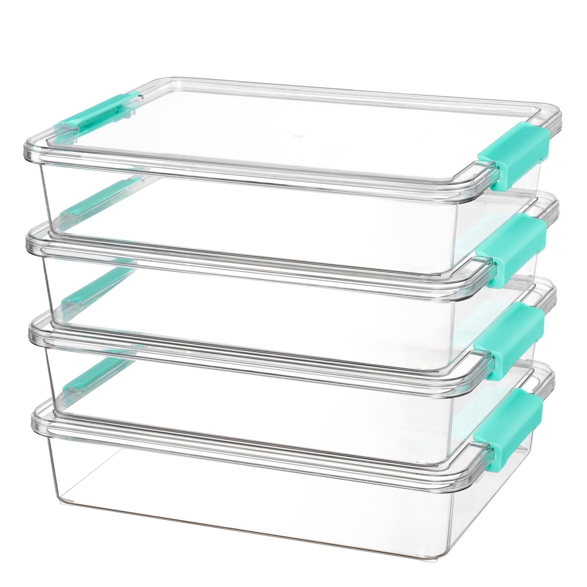 Vtopmart 4 Pack 6 Qt Plastic Storage Bins with Lids, Clear Sensory Bins