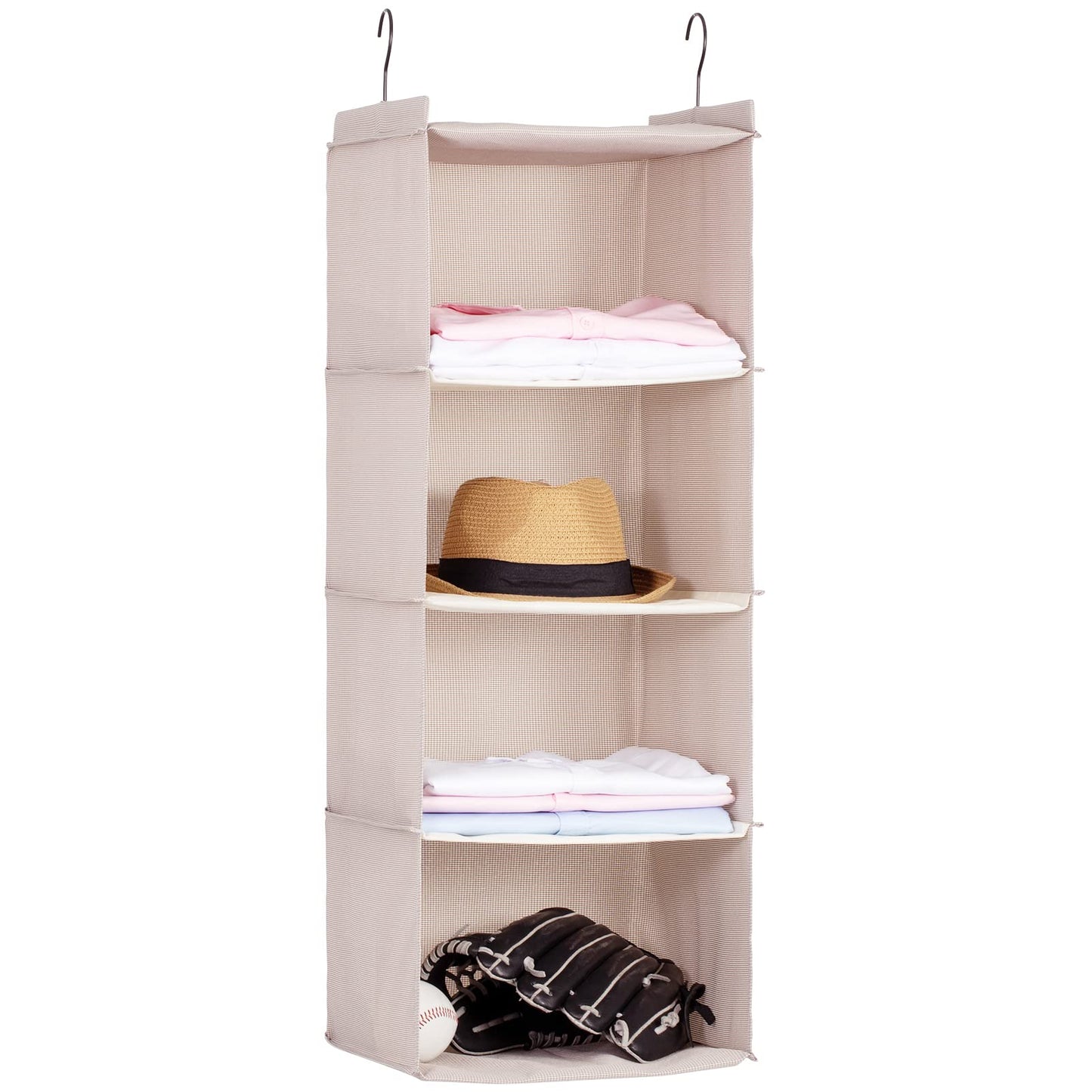 Hanging Closet Organizer 3-Shelf, Oxford Fabric Wardrobe Storage, Gray
