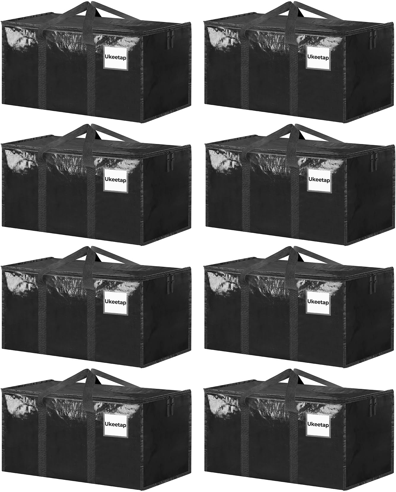 8 Pack Extra Large Clothes Storage Bins with Lids, Moving Bags, Clear