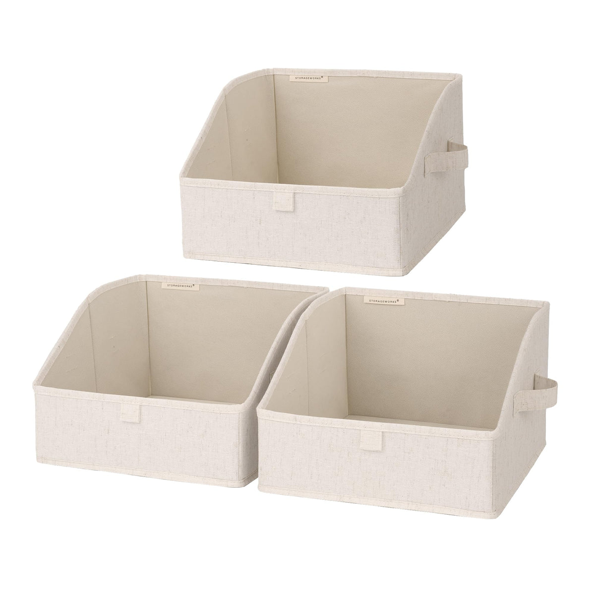 StorageWorks Closet Storage Bins, Beige(Cotton-linen), Medium, 3-Pack