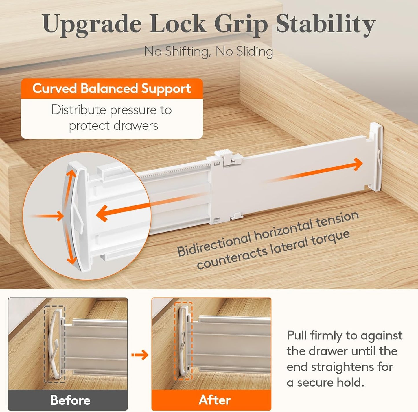 Lifewit 3.2" High Drawer Dividers for Clothes, Adjustable Drawer Organizers