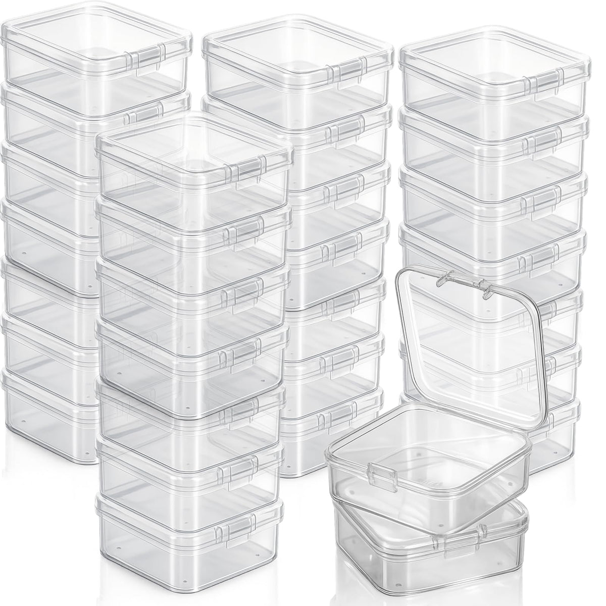 Jetec 6 Pieces Small Clear Plastic Storage Box, 3.3 x 2.1 x 1 Inch