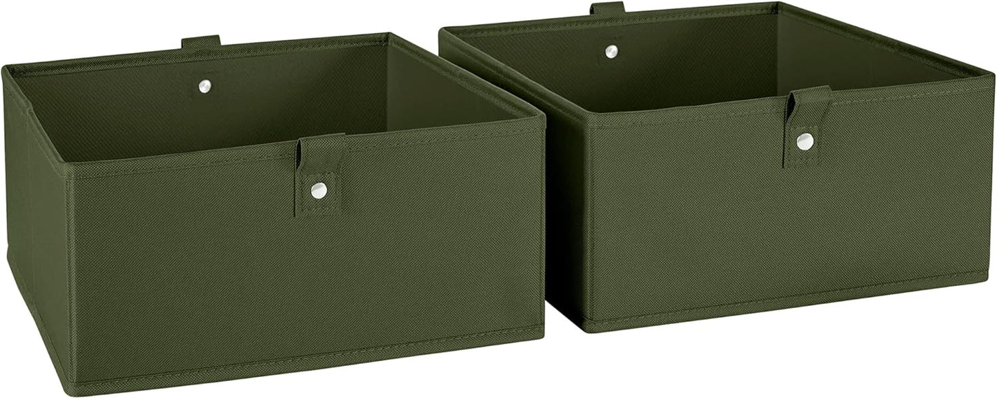 RiverRidge Folding Storage Bins - 2-pack of 5in Tall Olive Cubes