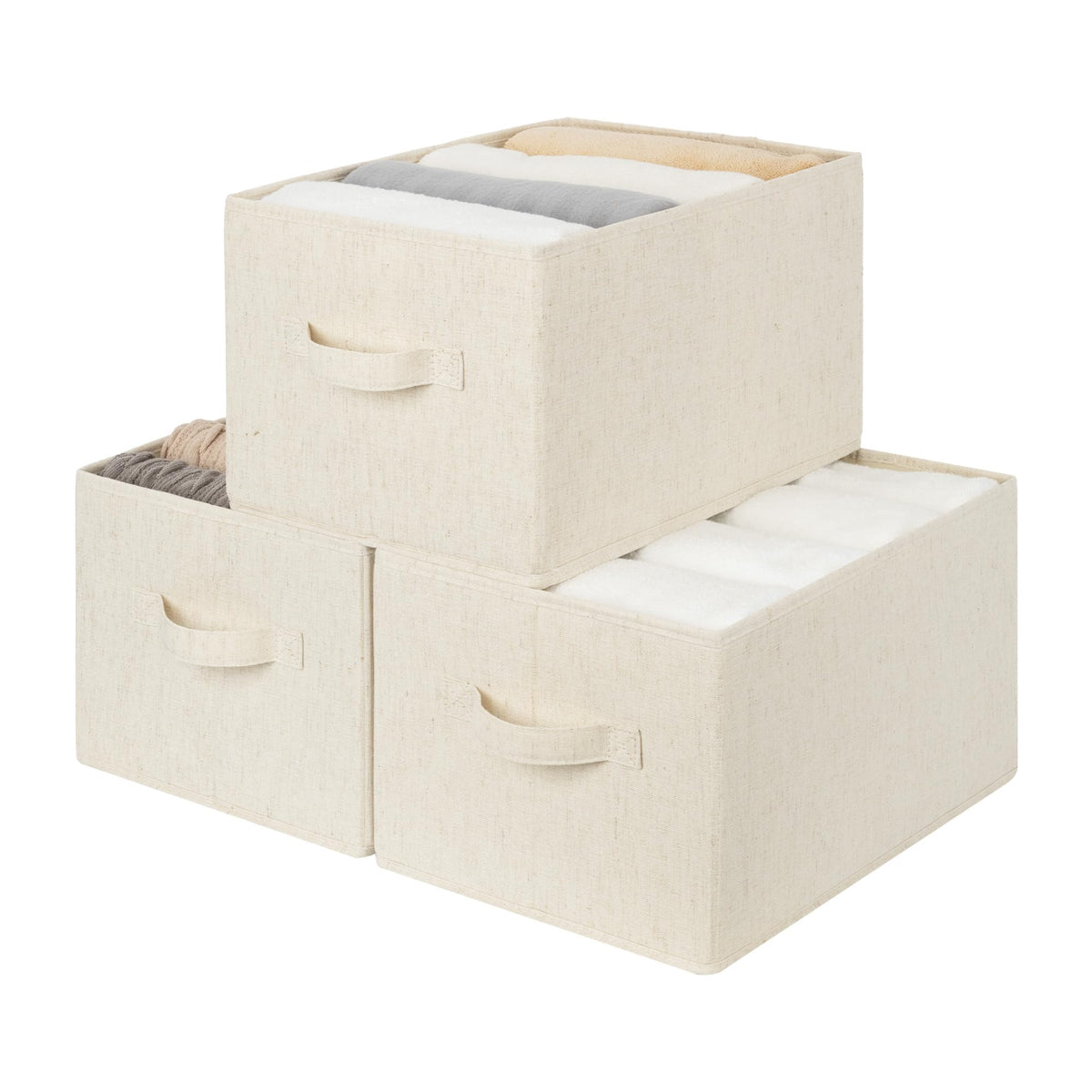 StorageWorks Closet Storage Bins, Beige, 3-Pack, Large