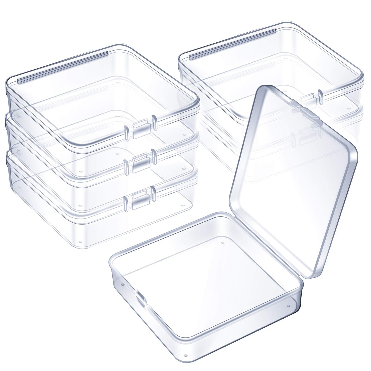 Jetec 6 Pieces Small Clear Plastic Storage Box, 3.3 x 2.1 x 1 Inch