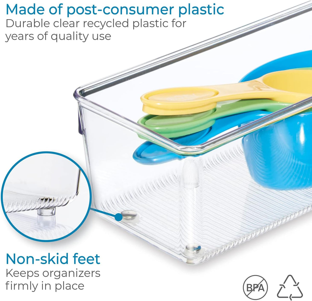 iDesign Plastic Drawer Organizer, Set of 2, Clear