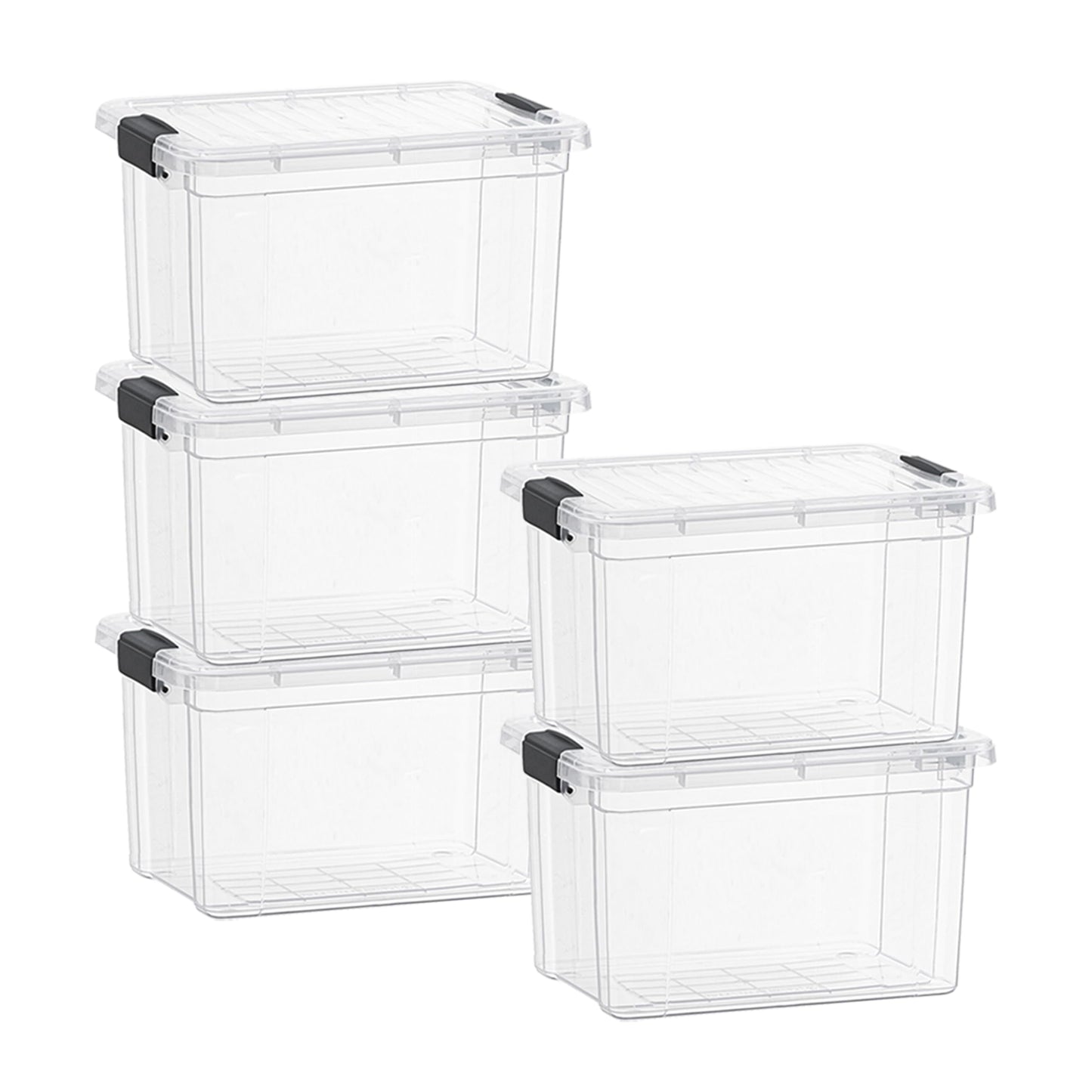 Superio Clear Plastic Storage Bins with Lid, 4.5 Quart Box, Organizing Containers, Stackable Plastic Tote for Home, Garage, Dorm, School, and Office