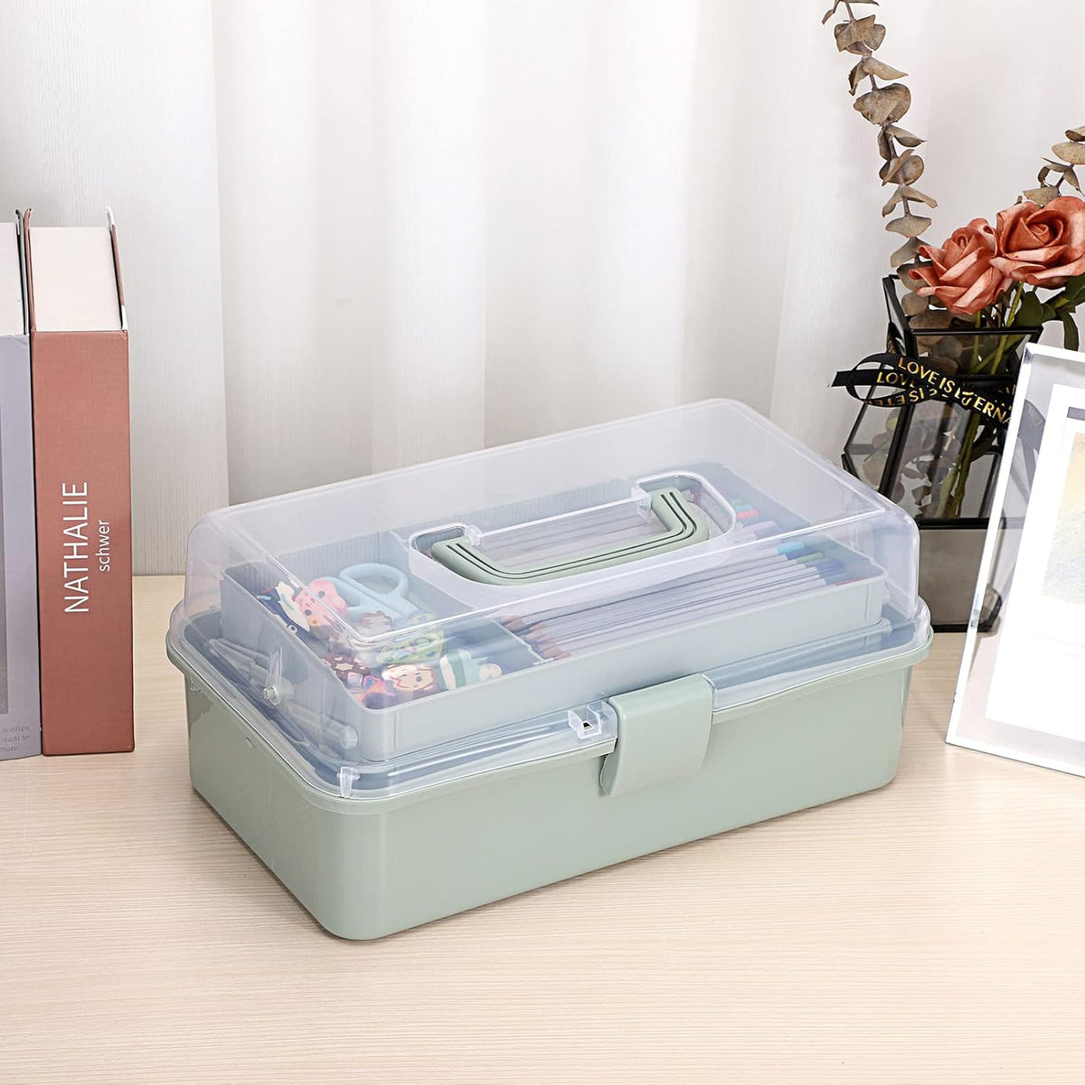 BTSKY 3-Layer Plastic Dividing Storage Box Craft Organizer and Storage