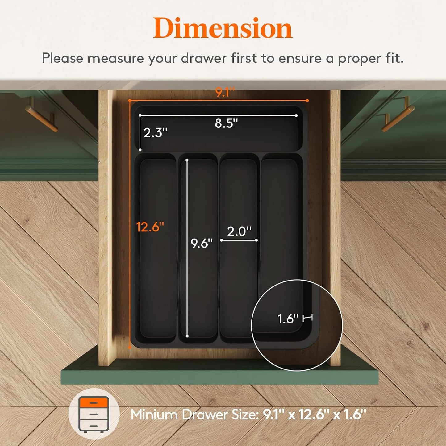 Lifewit Silverware Drawer Organizer Tray, Cutlery Storage for Kitchen