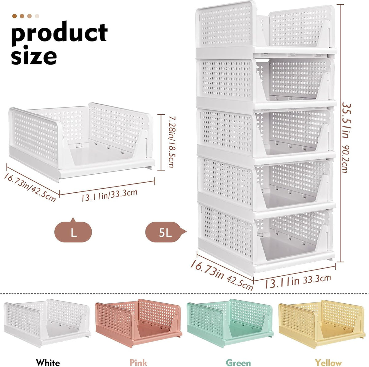 8 Pack Closet Organizers and Storage, Stackable & Foldable Closet Bins
