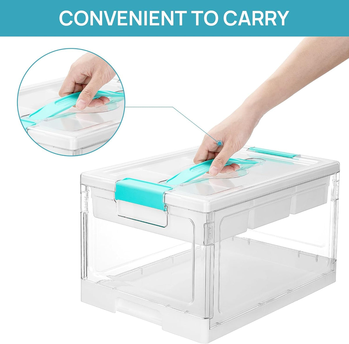 Vtopmart 24 QT Clear Plastic Craft Storage Box with Tray & Dividers, 1 Pack
