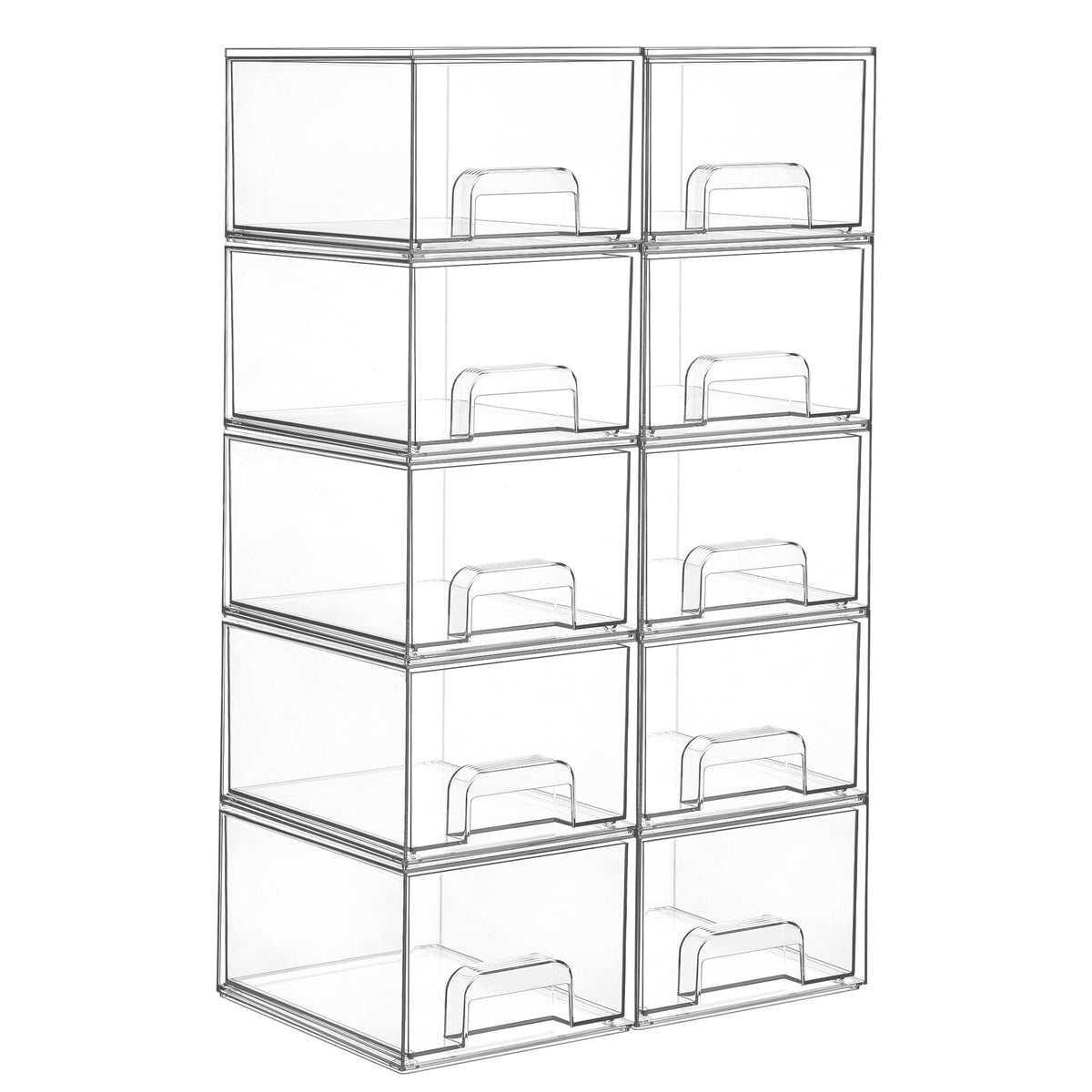 Vtopmart 6 Pack Small Clear Stackable Storage Drawers for Desk, Countertop