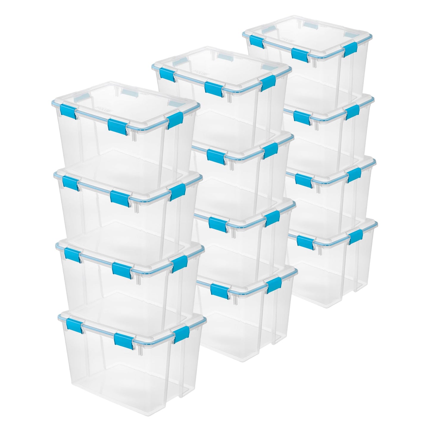 Sterilite 80 Qt Gasket Box, Stackable Storage Bin with Latching Lid and Tight Seal, Plastic Container to Organize Basement, Clear Base and Lid, 1-Pack