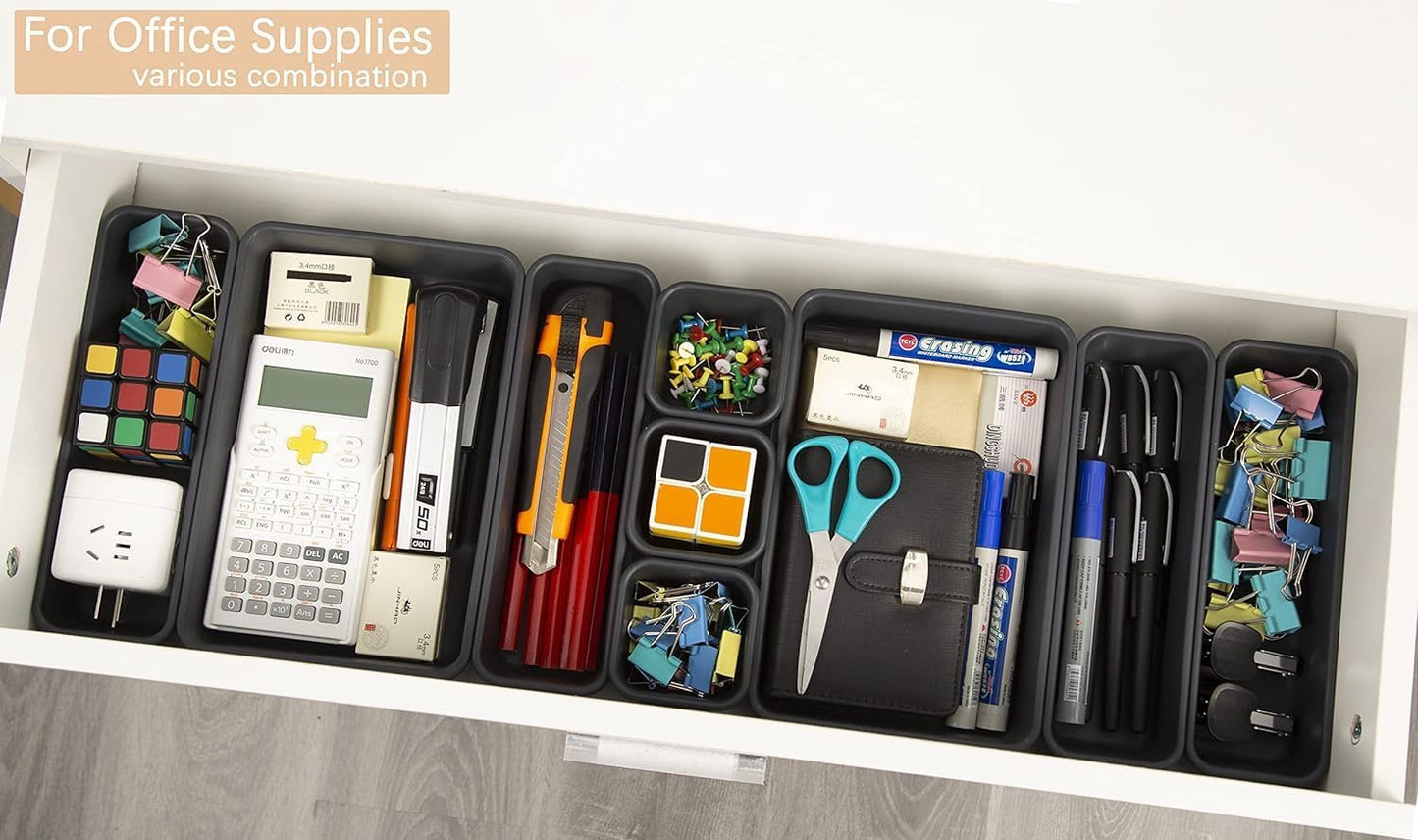 Kutesna 15PCS Plastic Drawer Organizer, Versatile Desk Organizers Set