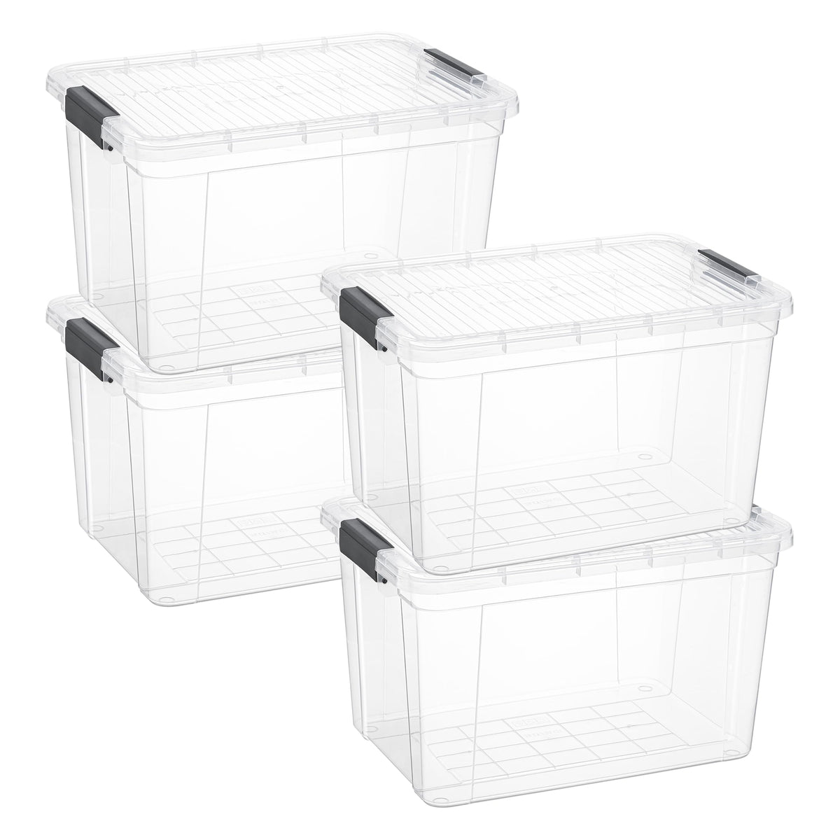 Superio Clear Plastic Storage Bins with Lid, 4.5 Quart Box, Organizing Containers, Stackable Plastic Tote for Home, Garage, Dorm, School, and Office