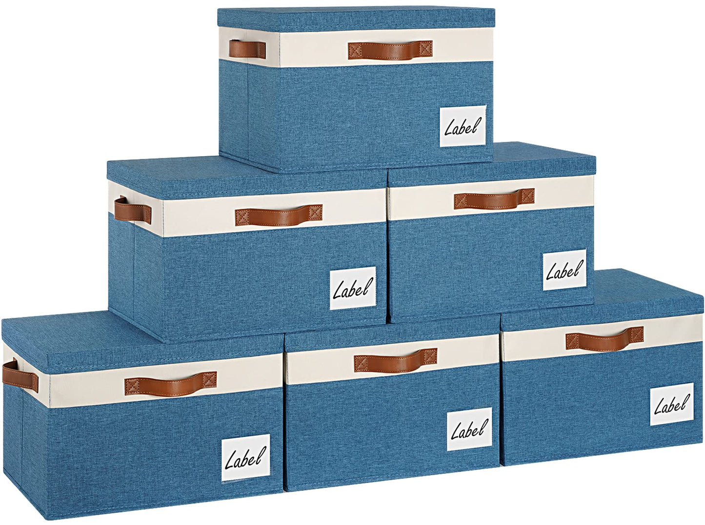 GhvyenntteS Large Fabric Storage Bins with 3 Handles, 15x11x9.6 Inch Storage Baskets for Shelves, Foldable Closet Storage Bins for Shelves, Closet Organizers and Storage Boxes 3 Pack