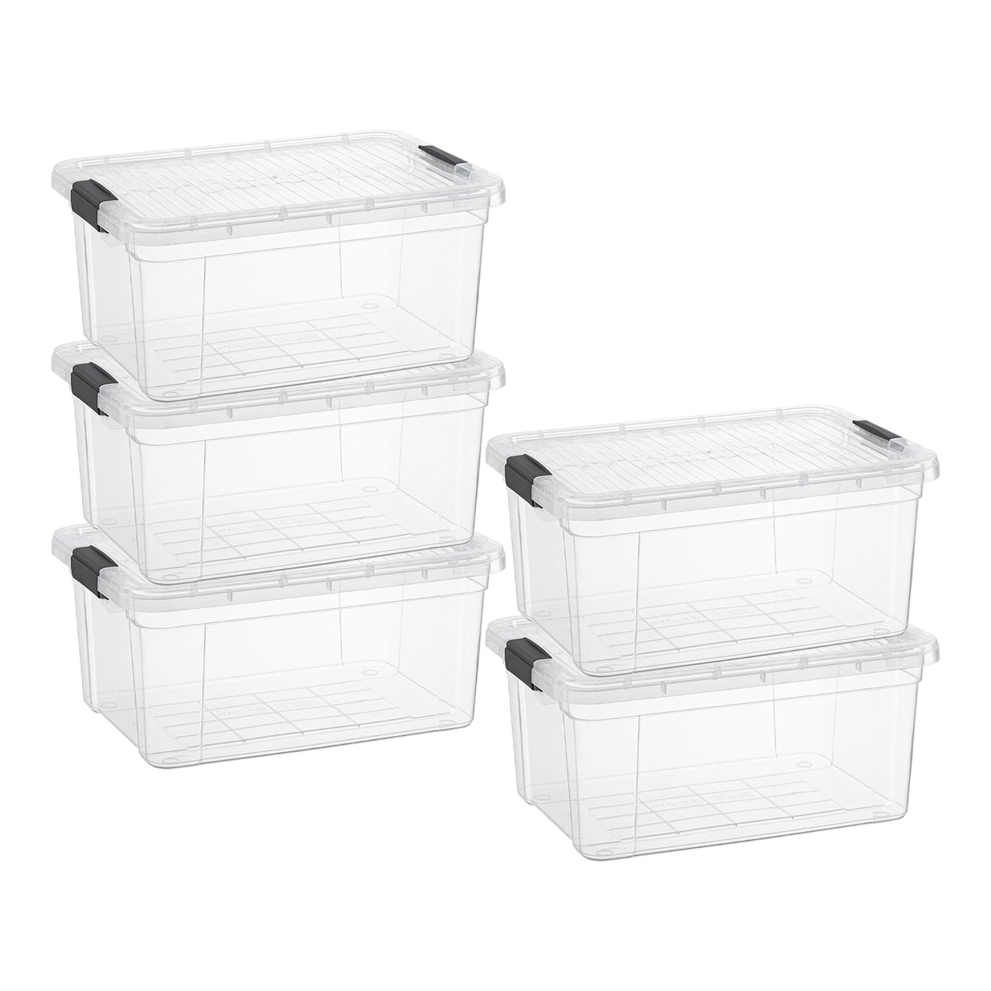 Superio Clear Plastic Storage Bins with Lid, 4.5 Quart Box, Organizing Containers, Stackable Plastic Tote for Home, Garage, Dorm, School, and Office