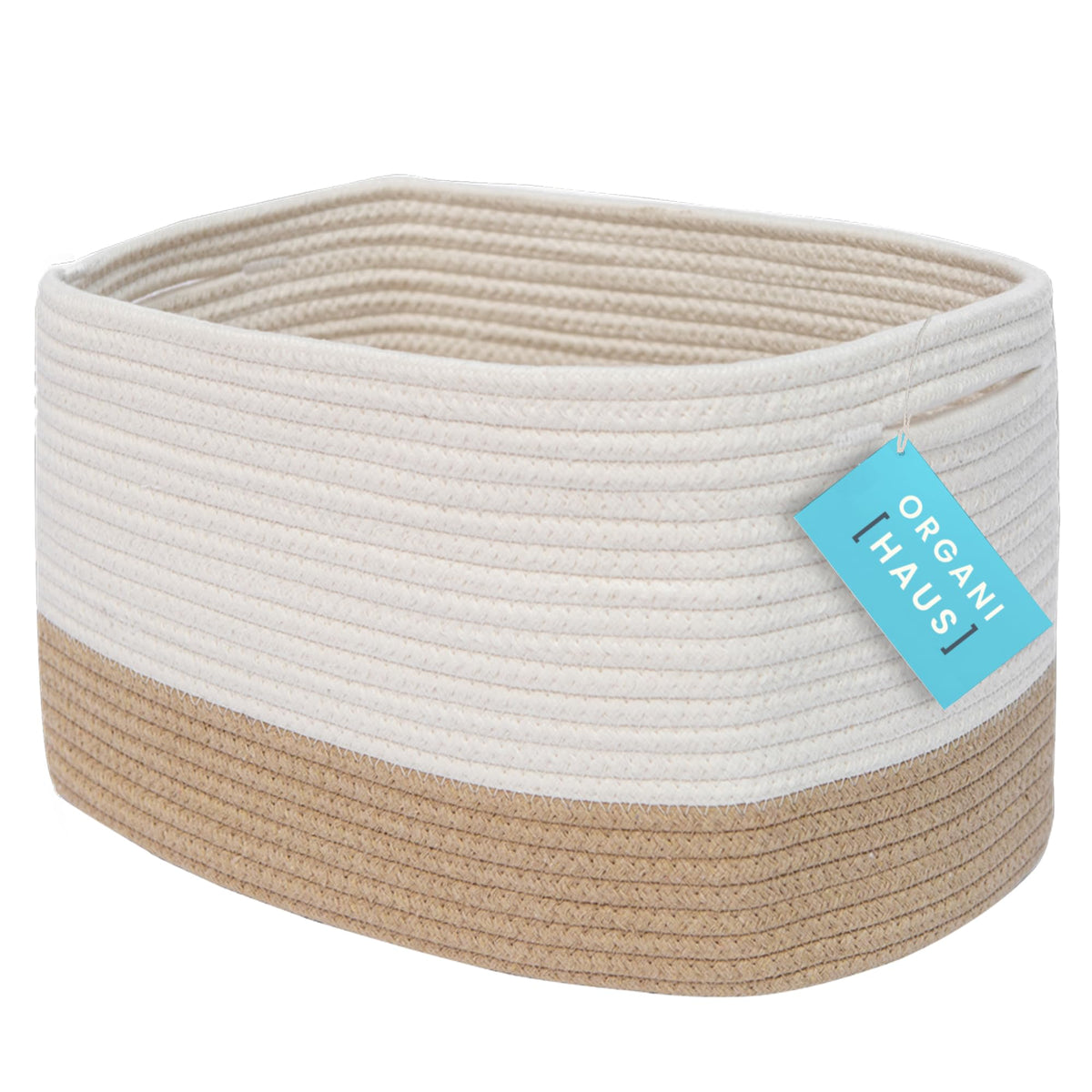 OrganiHaus Cotton Rope Baskets for Shelves, Set of 3, 15x9x10