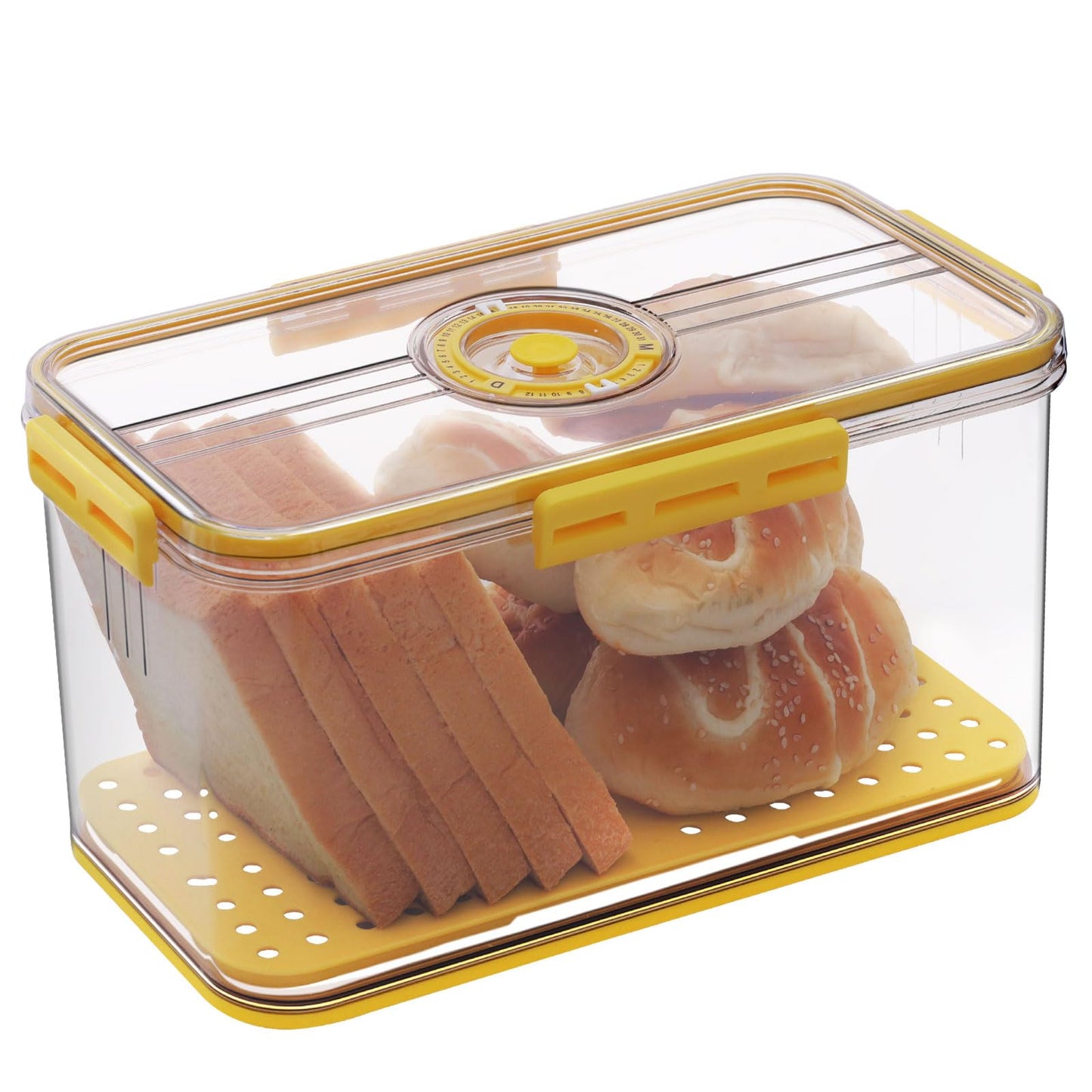 Gifhomfix Bread Box Bread Boxes for Kitchen Counter Airtight, Time Recording Bread Storage Container with Lid, Bread Keeper for Homemade Bread, Toast, Bagel, Donut and Cookies, Grey