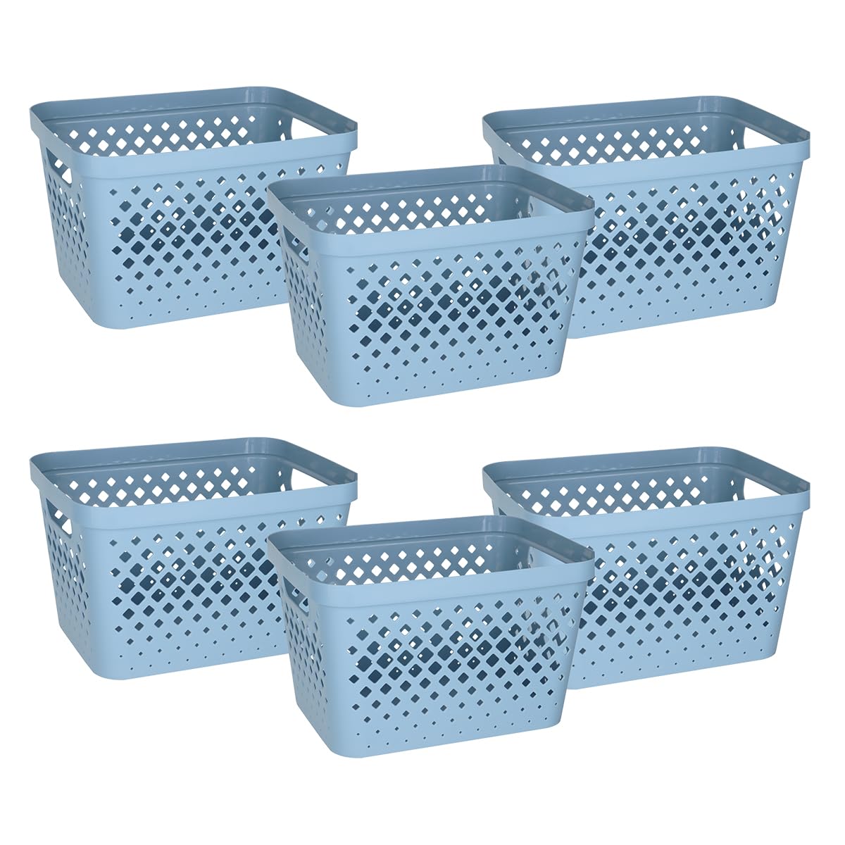 Glad Plastic Baskets for Organizing, Set of 6 | Pantry Storage for Under Counter, Linen Closet, and Bathroom | Nesting Shelf Bins with Handles, 1 Gallon, Sage