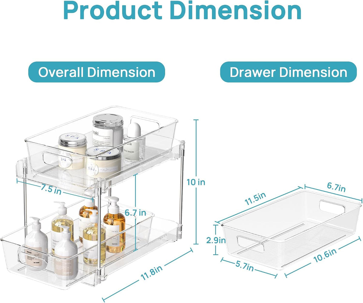 Vtopmart 4 Pack Pull Out Bathroom Under Sink Organizer (S-Standard)