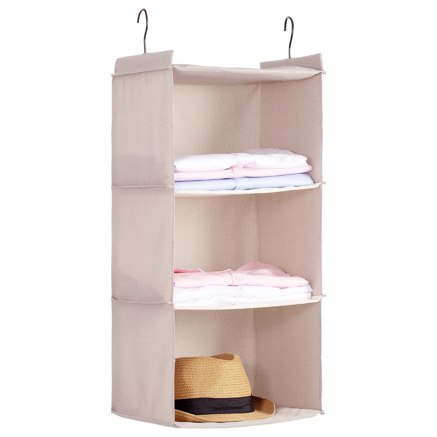 Hanging Closet Organizer 3-Shelf, Oxford Fabric Wardrobe Storage, Gray