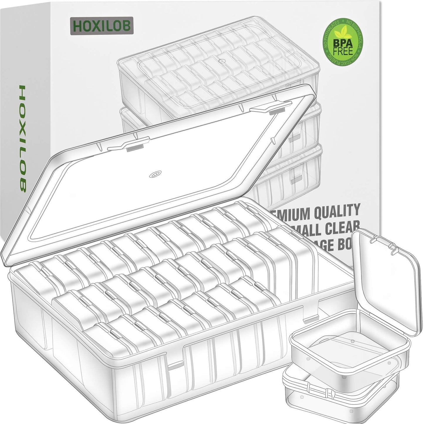 Bead Organizer Box, 30pcs Small Clear Plastic Storage Containers, Craft Storage Box Features Hinged Lid and Labels, Mini Boxes for Bracelets, Jewelry, Diamonds, Clay Beads, Screws, Seeds, Small Parts