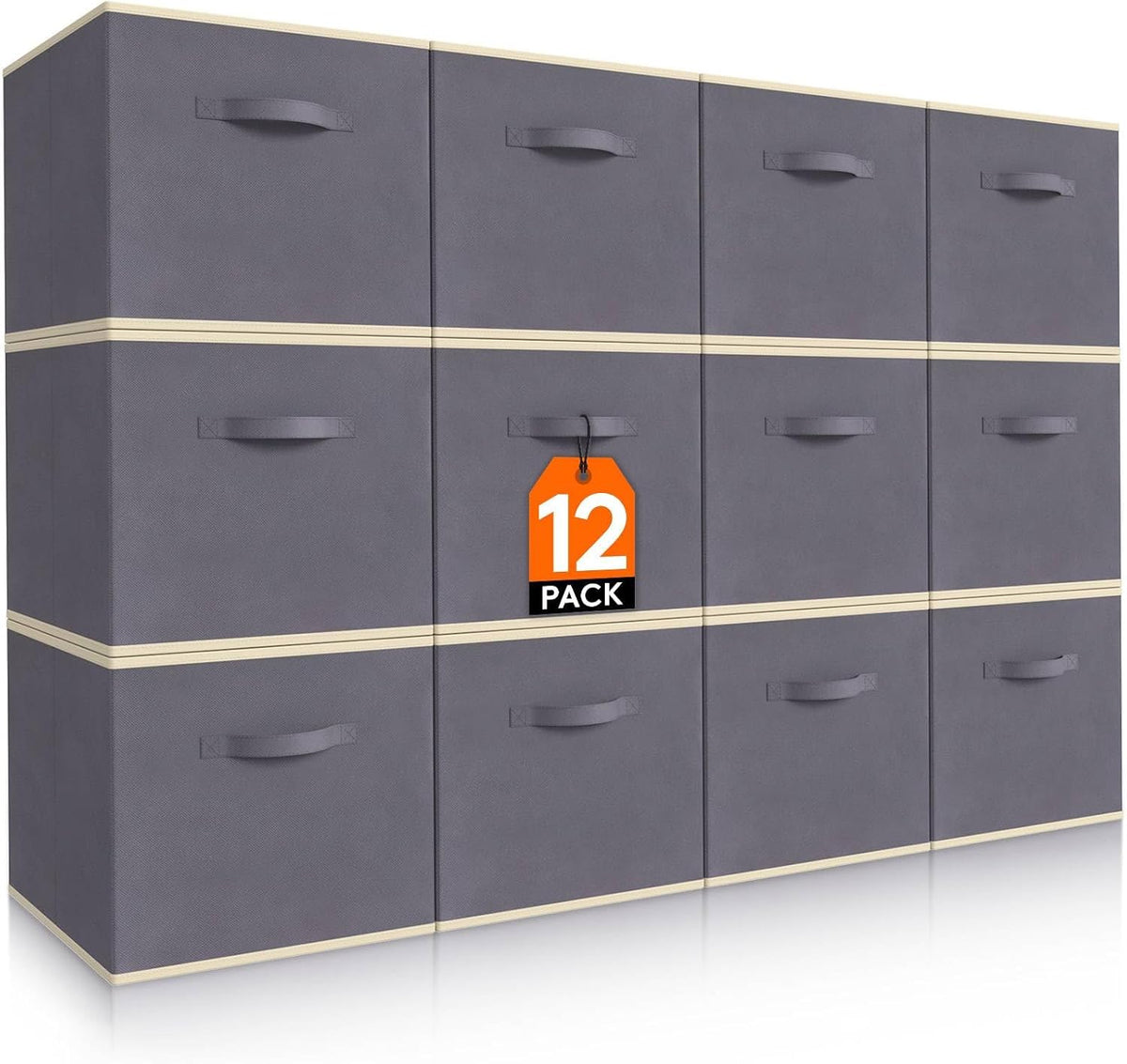 Lifewit Storage Cubes, 11 Inch Organizer Bins, 18L Gray, 12 Packs