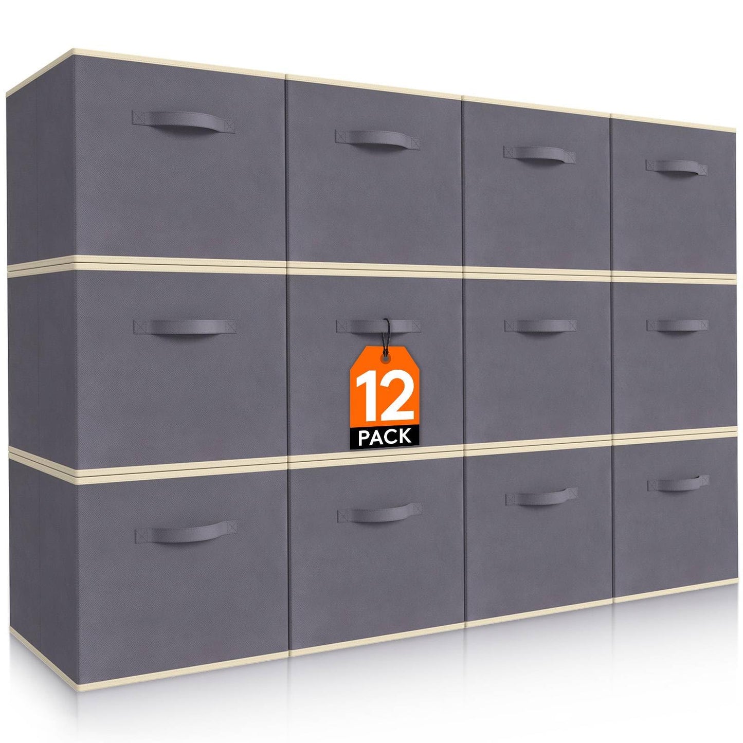 Lifewit Storage Cubes, 11 Inch Organizer Bins, 18L Gray, 12 Packs