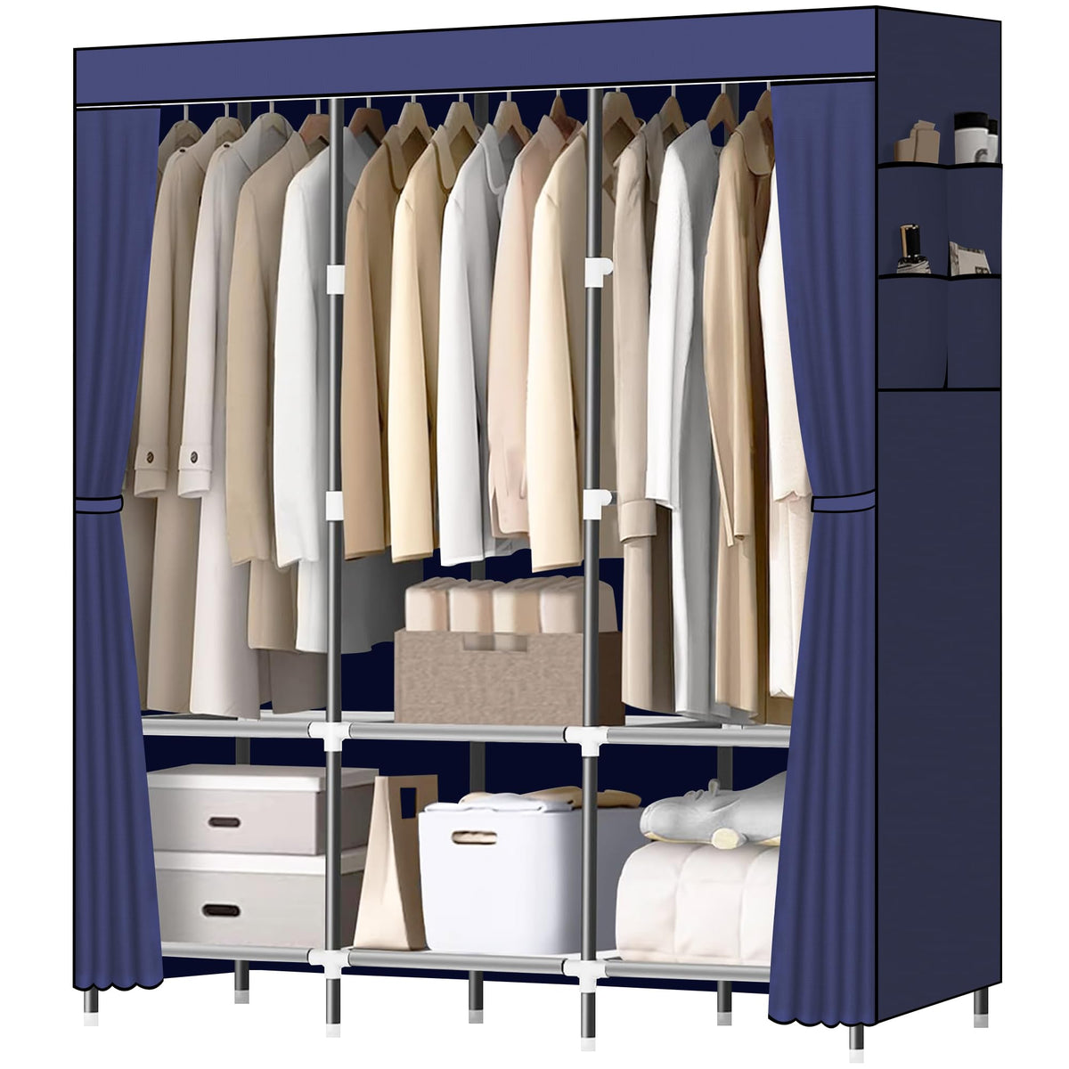 LOKEME Wardrobe Closet,Steel Pipe Diameter 19mm,Portable Closet for Bedroom