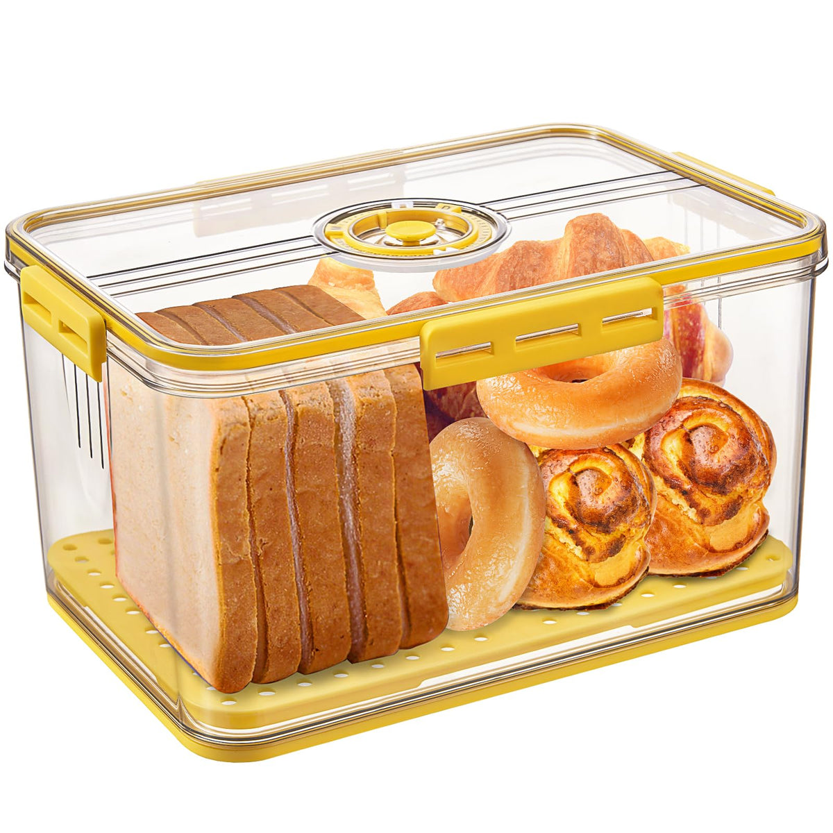 Gifhomfix Bread Box Bread Boxes for Kitchen Counter Airtight, Time Recording Bread Storage Container with Lid, Bread Keeper for Homemade Bread, Toast, Bagel, Donut and Cookies, Grey