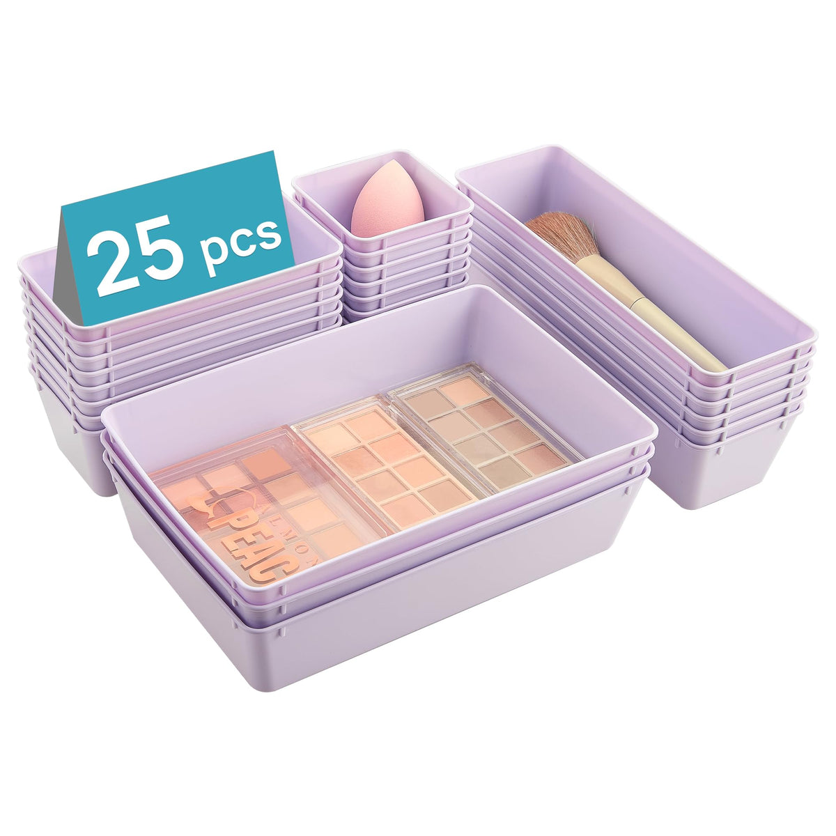 Vtopmart 25 Pack Plastic Drawer Organizers with Non-slip Rubber Pads