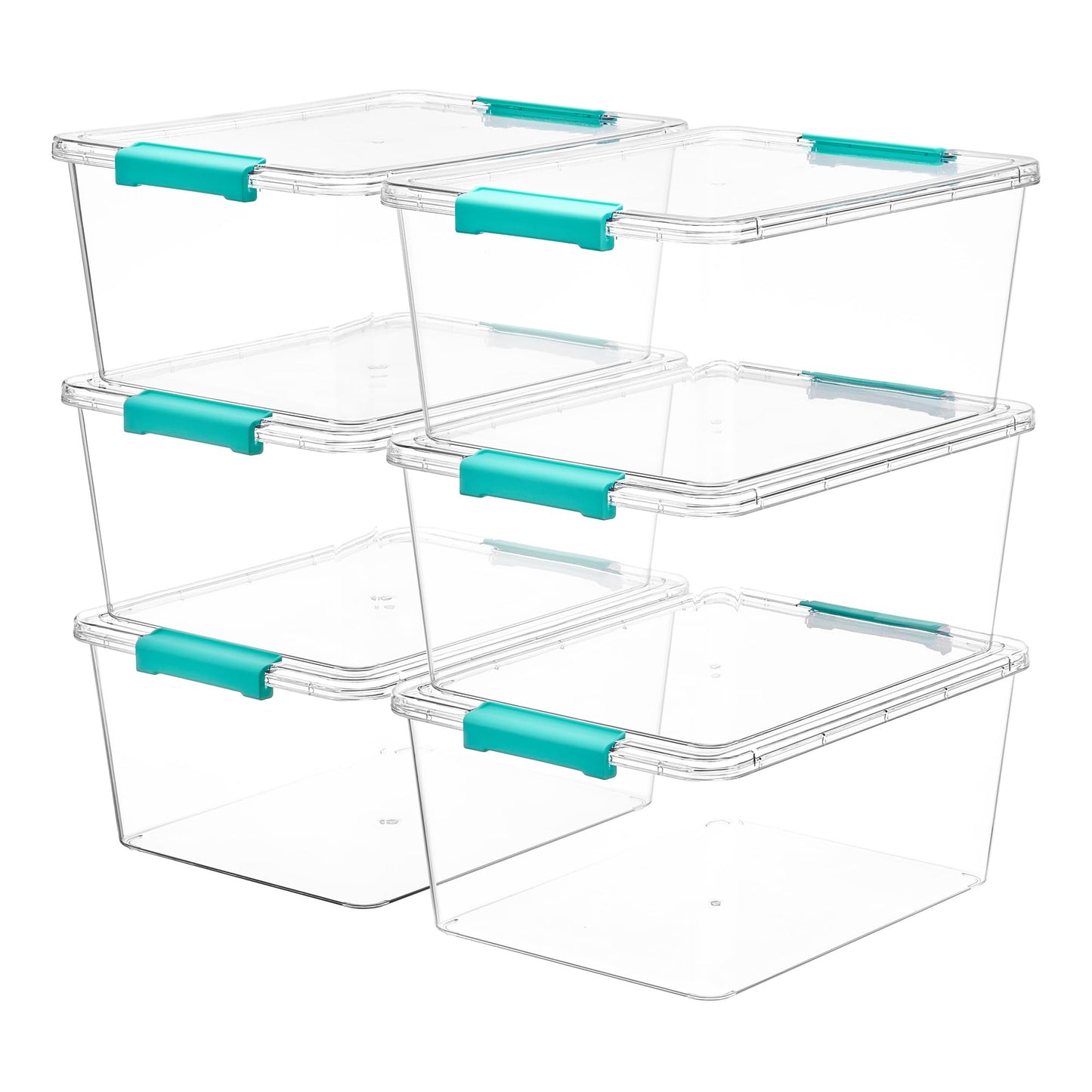 Vtopmart 4 Pack 6 Qt Plastic Storage Bins with Lids, Clear Sensory Bins