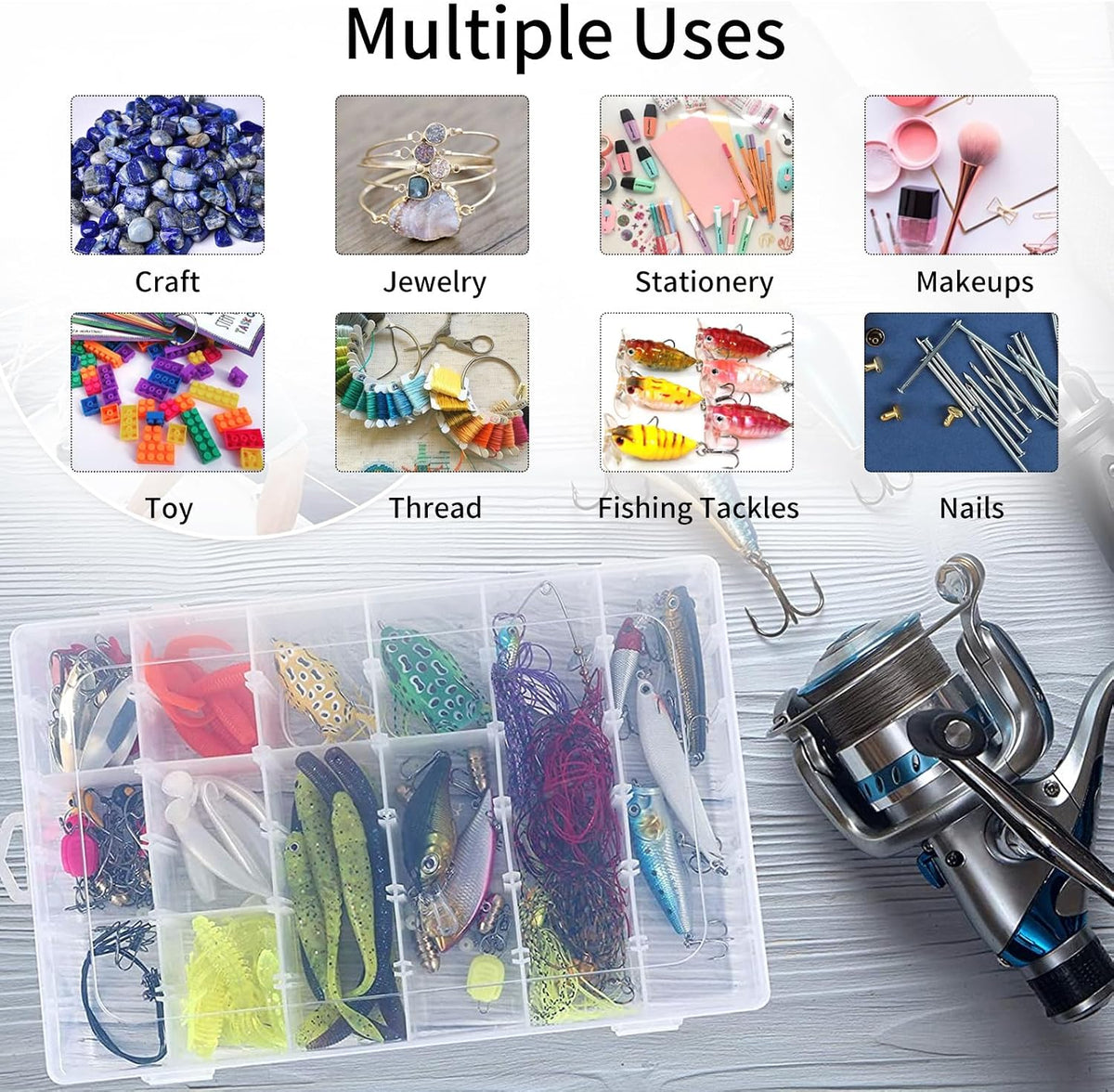 Bead Organizer Storage 2 Pack 36 Grid Jewelry Tackle Craft Box Adjustable