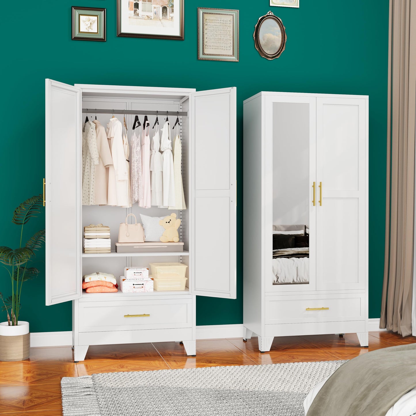 erosoei Metal Armoire Wardrobe Closet, 71 "Metal Clothing Storage Cabinet