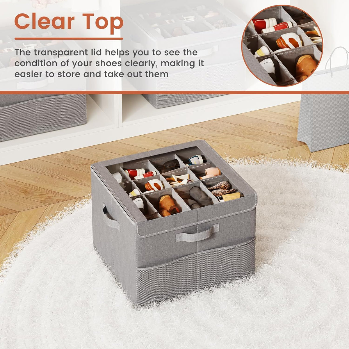 PHINOX Shoe Organizer for Closet, Fits up to 16-24 Pairs, 1 Pack, Grey