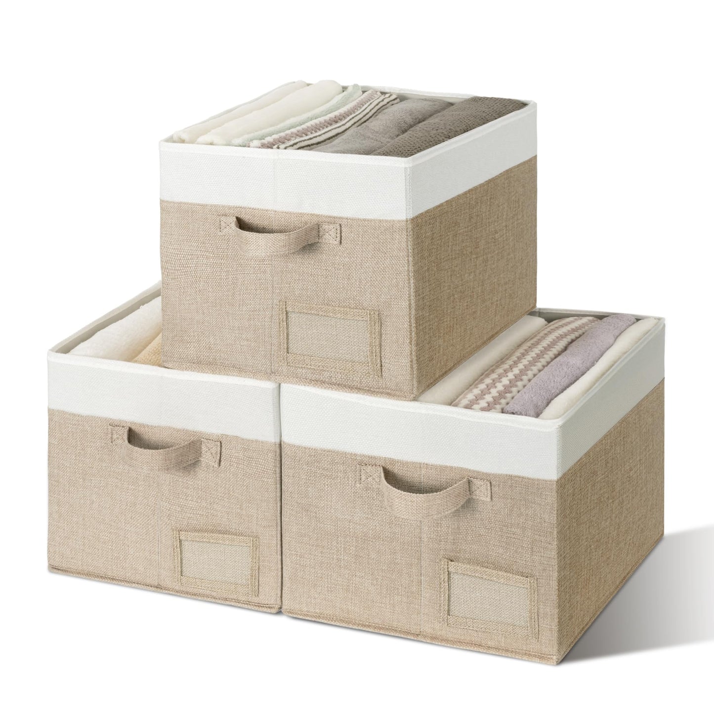 GRANNY SAYS Closet Storage Bins with Handles, Gray, Large, 3-Pack