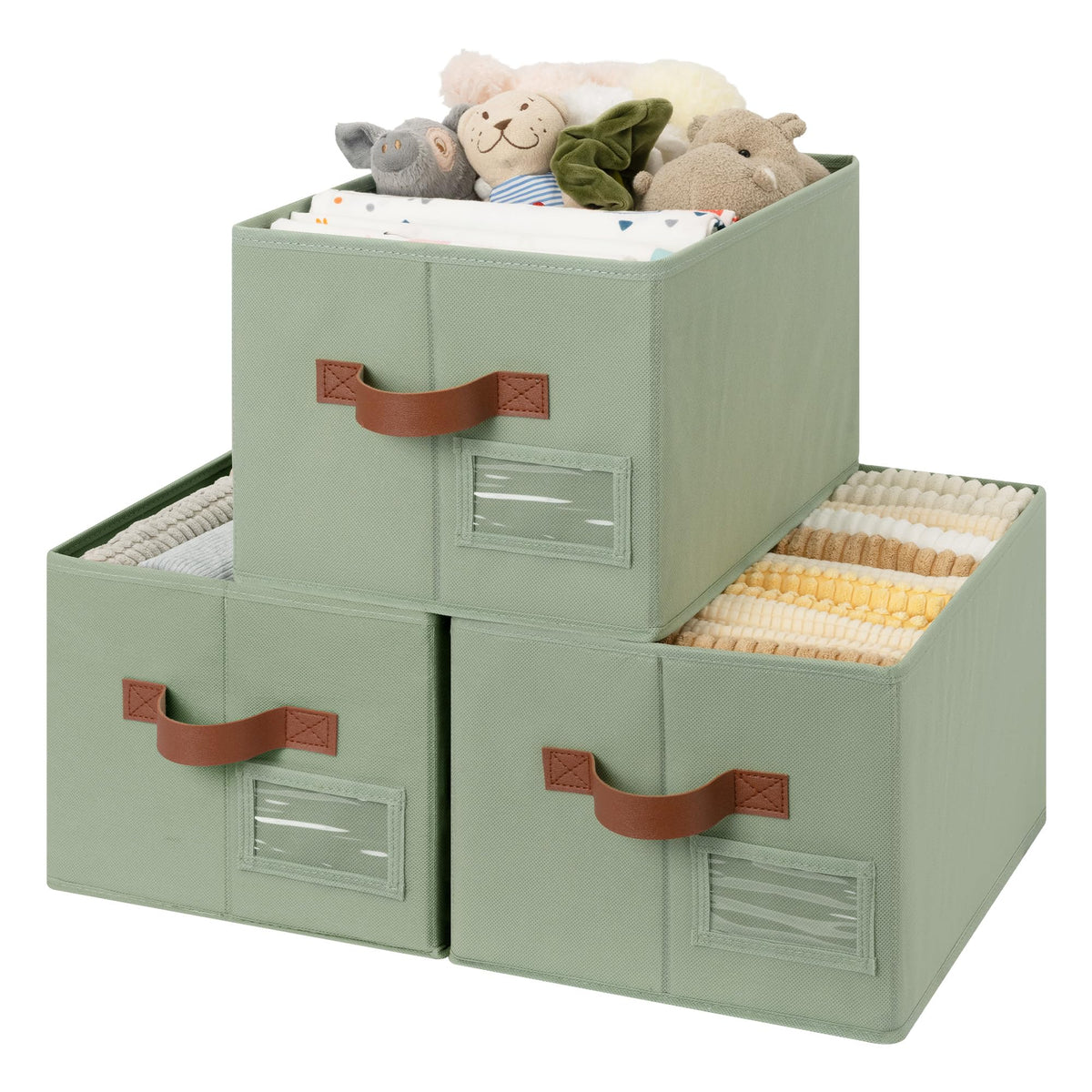 GRANNY SAYS Closet Storage Bins with Handles, Gray, Large, 3-Pack