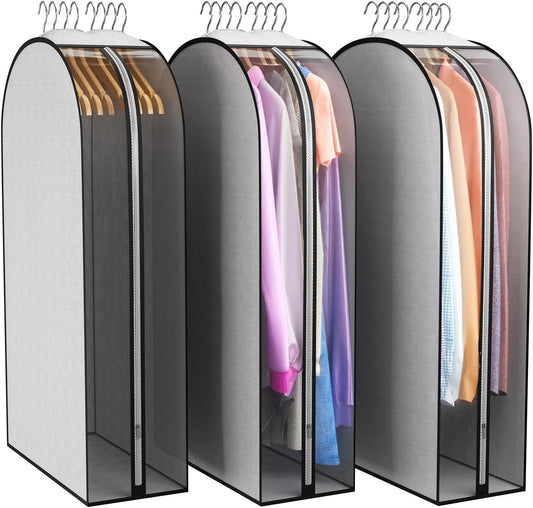 Liuoud 10" Gusseted Garment Bags for Hanging Clothes, 40", 3 Pack