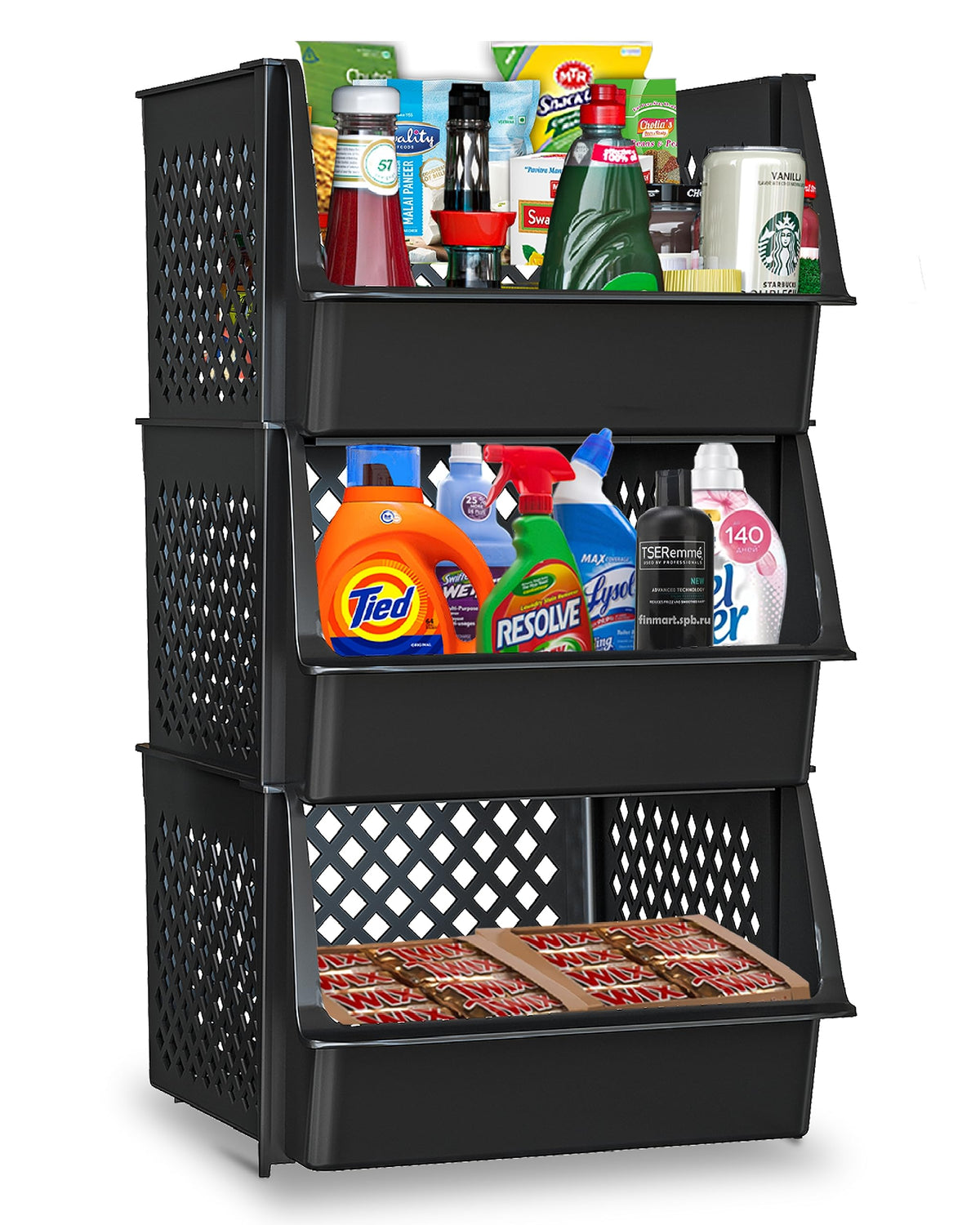 Skywin Stackable Storage Bins Open Front for Pantry Storage, 4 Pack - Multi