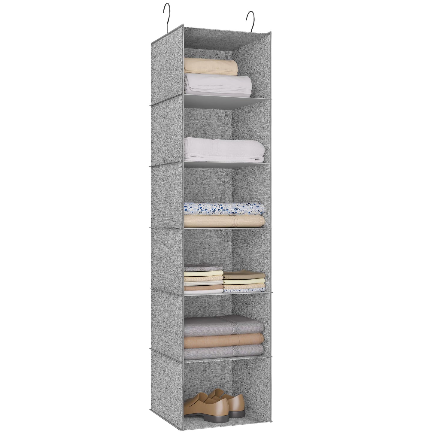 Hanging Closet Organizer 3-Shelf, Oxford Fabric Wardrobe Storage, Gray