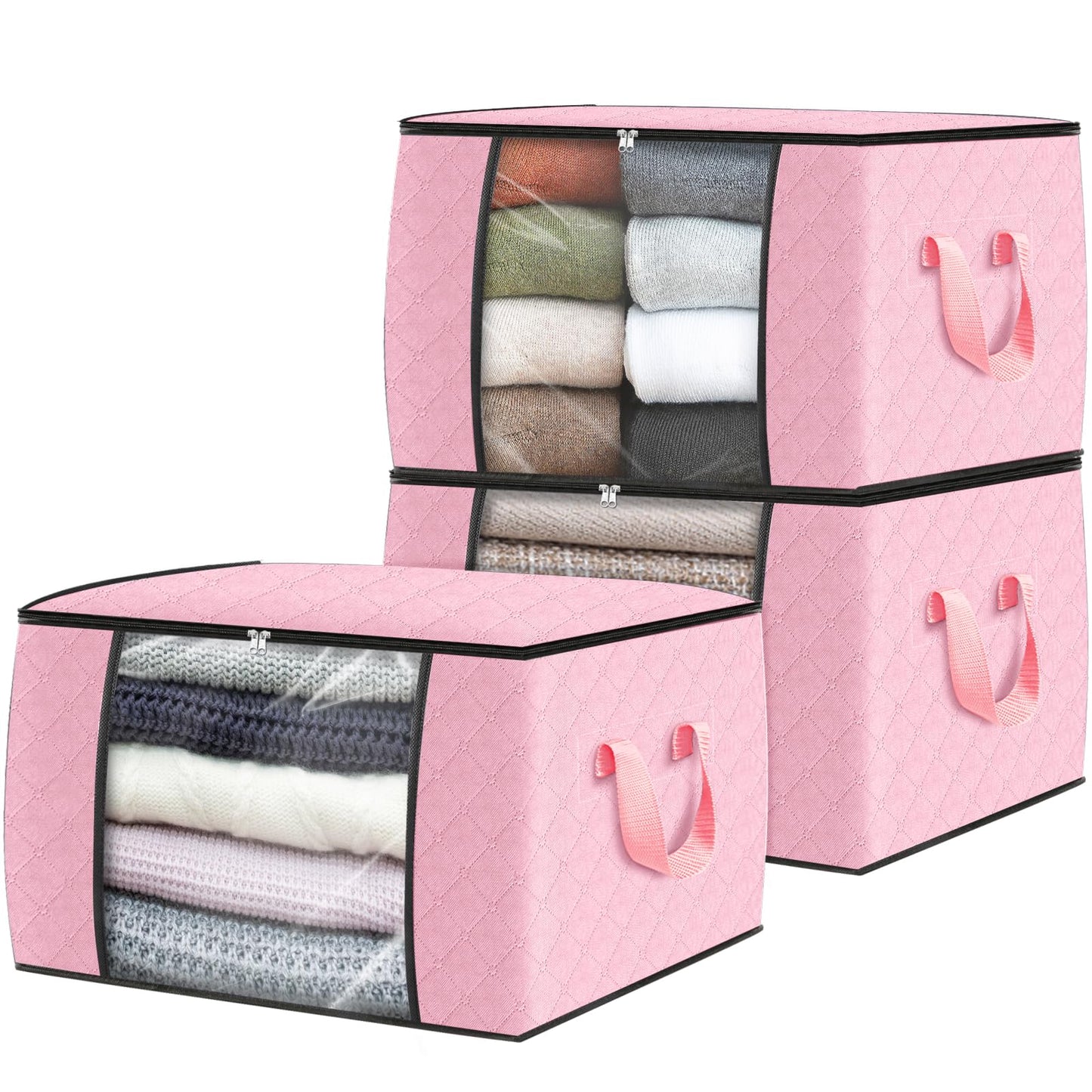 Fab totes 6 Pack Storage Bags for Clothes Blanket Storage Bins with Lids