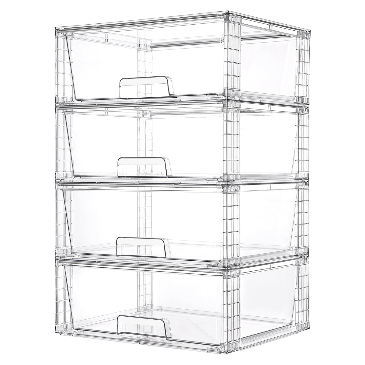 Vtopmart 2 Pack Large Clear Stackable Storage Drawers for Closet, Pantry