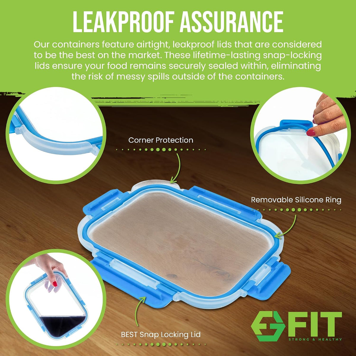 Glass Meal Prep Containers 2 and 3 Compartments, Leak-Proof, 32 oz, 4 Pack