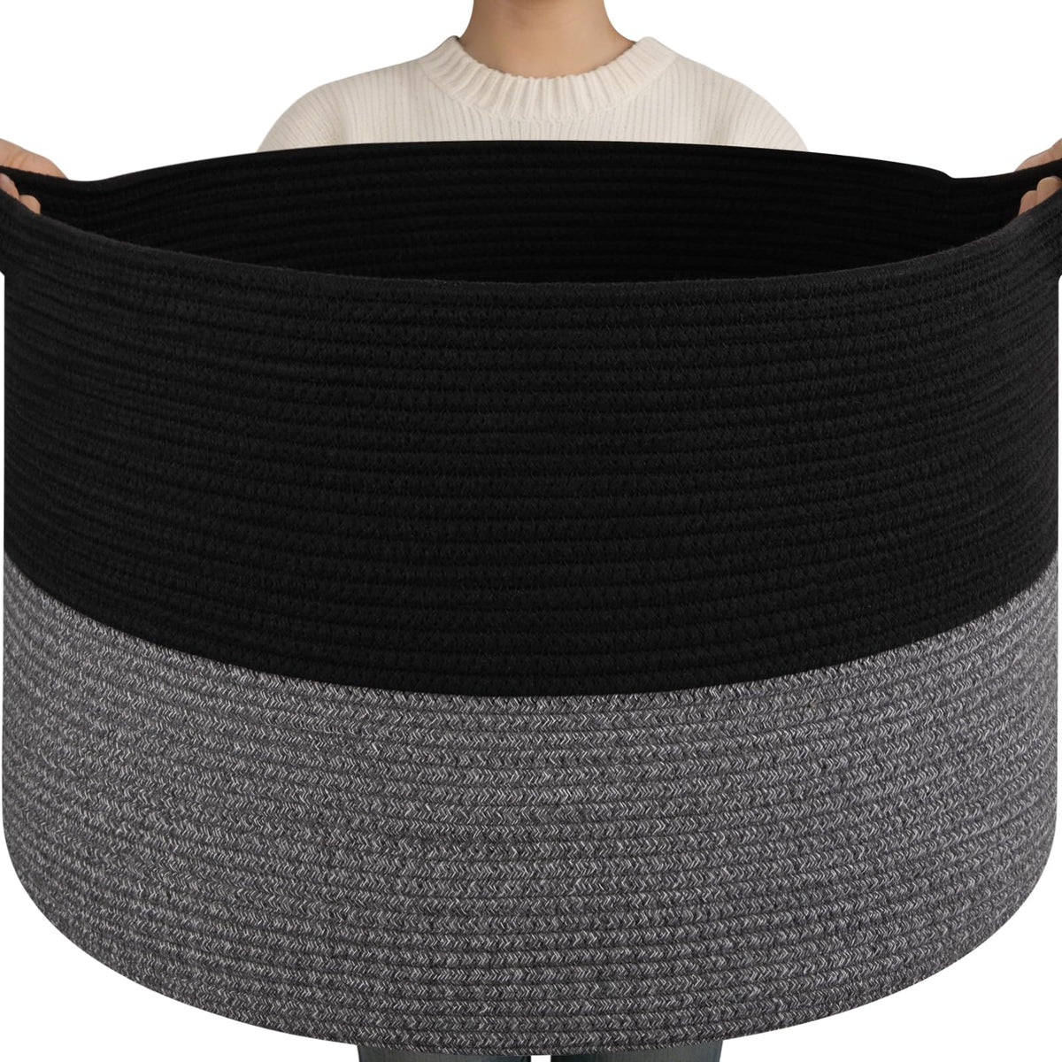 OIAHOMY 90L XXXLarge Blanket Basket Living Room Laundry Basket Brown