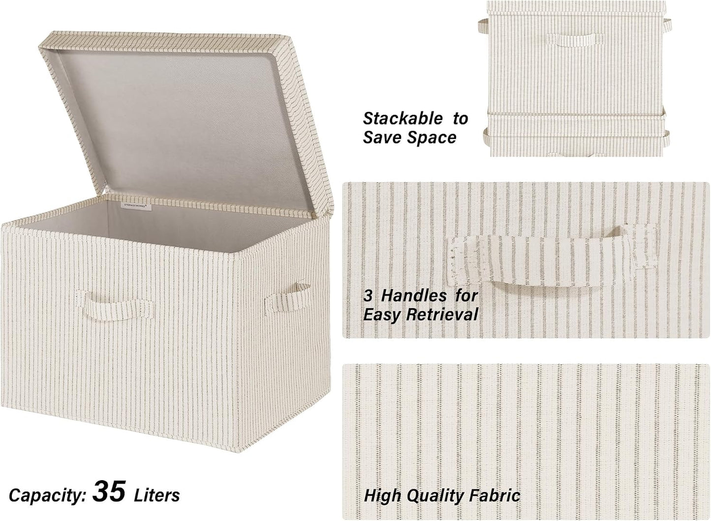 StorageWorks Fabric Storage Bins with Lids, Closet Storage Bins